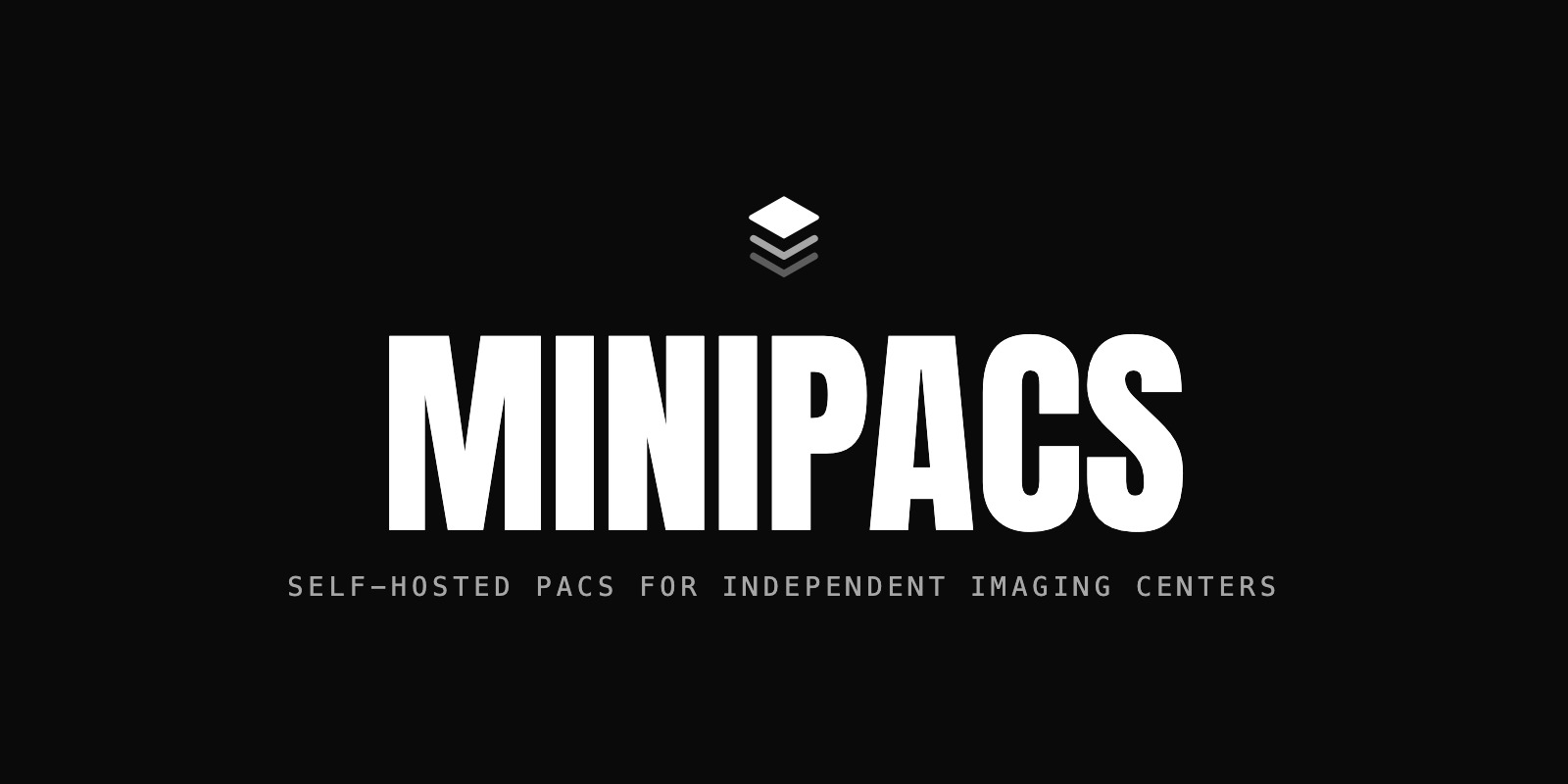 MiniPACS brand plate: self-hosted PACS for independent imaging centers